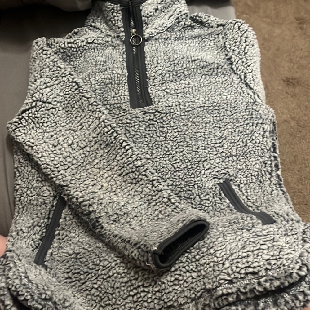 Gray Cozy Sherpa pullover